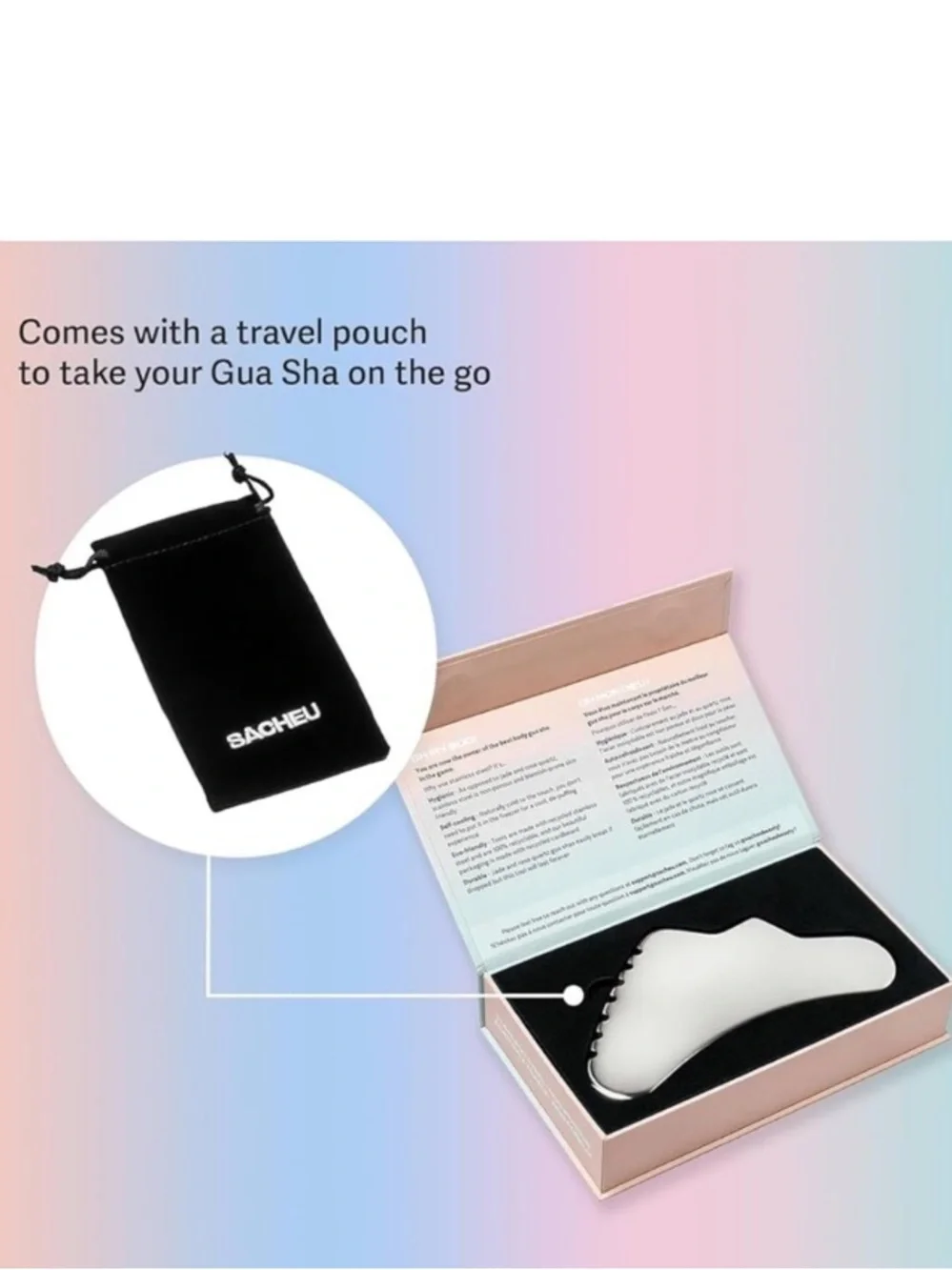 Sacheu Ulta Beauty Body Gua Sha Stainless Steel Tool w/ Travel Bag Sealed NWT